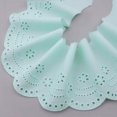 Imagem de ZNZAKKA Acabamento em renda com ilhós, bordado, azul, acabamento de renda de algodão para roupas, acessórios, artesanato, decoração de casa