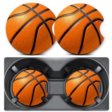Imagem de Pacote com 2 porta-copos de carro para porta-copos, porta-copos de carro de basquete, tapete de borracha antiderrapante de tamanho universal de 7 cm, acessórios de decoração de decalque de suporte de