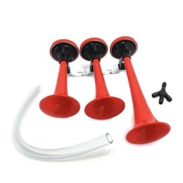 Imagem de Buzina Ar Caminhão 3 Cornetas Verdureiro Vermelha