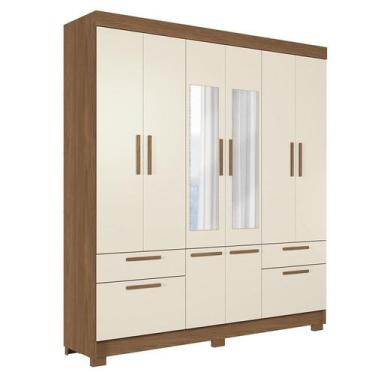 Imagem de Guarda-roupa 8 Portas 4 Gavetas com Espelho Mdp Curitiba - Santos Andi