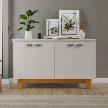 Imagem de Buffet para Sala de Jantar 4 Portas com Pés de Madeira Maciça Suécia -