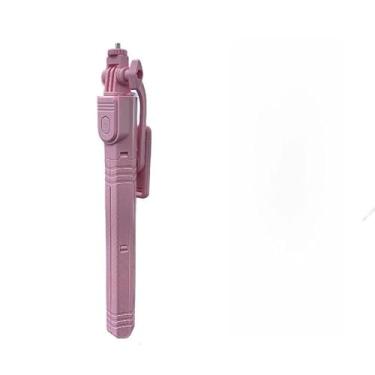 Imagem de Selfie stick 1.7M de comprimento sem fio Bluetooth tripé portátil retrátil (rosa)