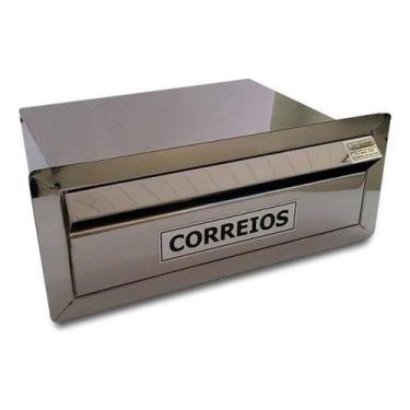 Imagem de Caixa Correio Inox Aba Fixa P/muro Frente Escovada 15cm Prof - CASINOX