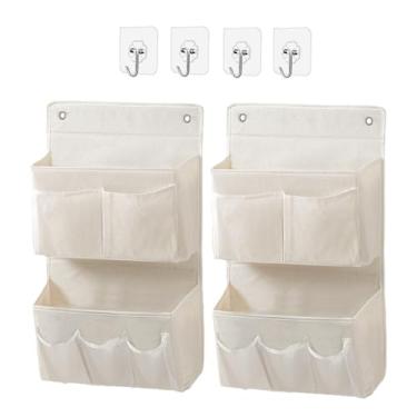 Imagem de Someteth Organizador de pendurar na parede – organizador de porta e organizador traseiro para dormitório, banheiro, quarto, cozinha, berçário, economia de espaço (branco, pacote com 2)