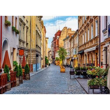 Imagem de Loccor Tecido de 2,1 x 1,5 m pano de fundo de cidade europeia Ucrânia histórico cidade antiga casas tradicionais cenário de rua foto fundo de viagem decorações de férias crianças adulto retrato cabine