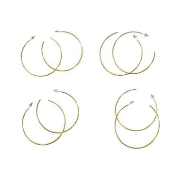 Imagem de Kit 8 Brincos De Argolas bijuteria douradas redonda 6cm - Genérica