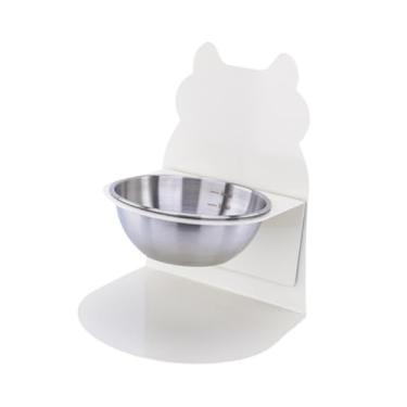 Imagem de IEUDNS Tigela Elevada para Comida E água para Gatos, Recipiente Removível para Lanches E Bebedouros, Bebedouro Antiderrapante com Suporte, Tigelas Elevadas C, Tigela de Prata Branca