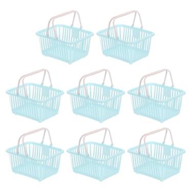 Imagem de PATIKIL 8 peças de cesta pequena de plástico, mini cesta de armazenamento de mercearia pequenas cestas de compras com alça organizadora água filtrada para organizar brinquedos, frutas, legumes