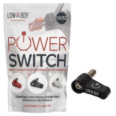 Imagem de Interruptor de energia 10/32 da Low Boy - Parafuso de polegar de liberação rápida do batedor de bumbo Serve para pedais Trick (preto, pacote com 1)