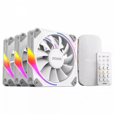 Imagem de Kit 3 Cooler Fan Sangue Frio 3 Argb White Ghost 120mm L,Rgb - PCYES