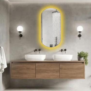 Imagem de Espelho Oval Led Sem Moldura 75x43 Cm - LANDI, BRANCO QUENTE FONTE