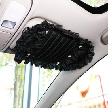 Imagem de Estojo de armazenamento com suporte de CD, clipe organizador de viseira de sol de pelúcia fofo, bolsa de bolso multifuncional para cartão de carro, universal para a maioria dos carros (7)