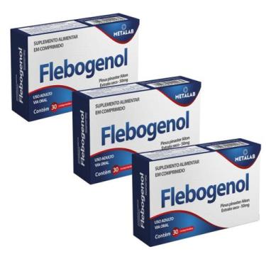 Imagem de Flebogenol 50 mg kit 3 cxs 30 comprimidos pinus pinsater extrato seco 