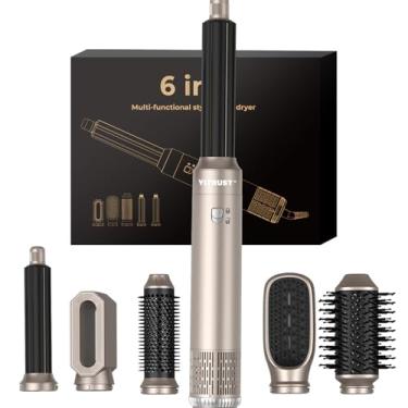 Imagem de Yitrust Escova Secadora 6 Em 1, 60000 Rpm, Modeladora De Cachos Removível, Profissional, Ferramentas Modelagem Redondas E Quentes Para Secagem, Ondulação Alisamento, Dourada