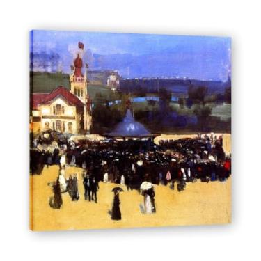 Imagem de At The International Exhibition John Lavery Iconic Realist Portrait & War Scene Canvas Art – Decoração de parede irlandesa atemporal para casa emoldurada 39,98 x 39,9 cm