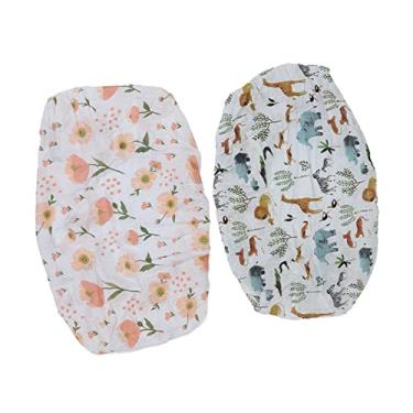 Imagem de KIMISS 2pcs Fraldas de Bebês Tampas - Folhas de Troca de Fios de Algodão Macio Com Estampa de Moda, Ajuste Confortável, Fácil de Mudar para Bebês e