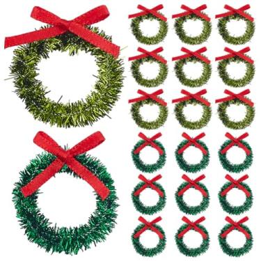 Imagem de GOMAKERER 24 peças de mini guirlanda de Natal de 2 cores, grinalda de Natal em miniatura para casa de bonecas, acessórios de decoração de árvore de Natal para decoração de festivais de Natal