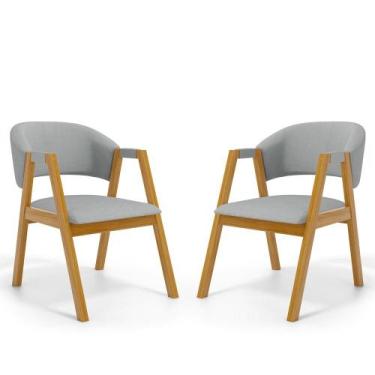 Imagem de Kit Com 2 Cadeiras Leticia Madeira Maciça Estofada Para Mesa De jantar