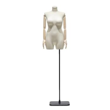 Imagem de Manequim feminino de varejo com braços giratórios, altura ajustável de 69 a 92 polegadas, torso de manequim, base de metal removível(White black)