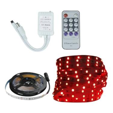 Imagem de Fita Led Vermelho 3528 5m Ip20 Controle Remoto Dimmer Efeito