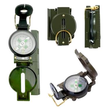 Imagem de Bússola Lensática Militar com Mostrador Luminoso, Visor com Ampliação, Caixa Metálica Resistente