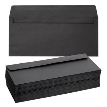 Imagem de Pacote com 100 envelopes para carta comercial número 10 em massa para correspondência, 10 x 23 cm, preto