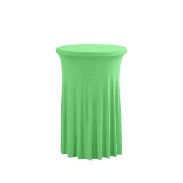 Imagem de Toalha de mesa de coquetel branca, estilo saia, elegante, comercial, para reuniões, bar, redonda, elástica, verde, 60 cm, redonda, 110 cm de altura