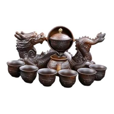 Imagem de IEUDNS Bule de chá semiautomático, conjunto de chá chinês Gongfu, bule de gotejamento Kung Fu preguiçoso com infusor, utensílios criativos para bebidas,