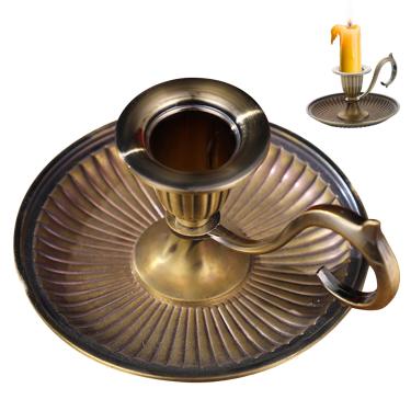 Imagem de Castiçal vintage com alça resistente ao calor Suportes de castiçal de latão destacáveis à prova de ferrugem para decoração de casa de casamento, Natal, castiçal vintage, latão