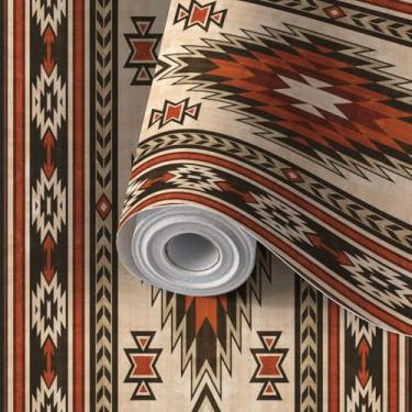 Imagem de Papel de parede autoadesivo de parede mural de parede nativo americano sudoeste padrão asteca design navajo papel de contato indiano papel de parede amigável para cozinha berçário quarto 45 x 299 cm