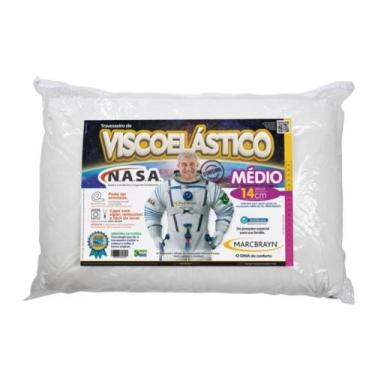 Imagem de Travesseiro Viscoelástico Nasa 14cm Médio com Capa Soft Plush Zíper - 
