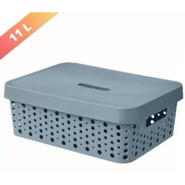 Imagem de Cesto Organizadora Multiuso com Tampa Azul 11 Litros - Usual Utilidade