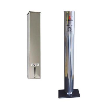 Imagem de Kit Porta Copos Descartáveis Água 200ml Suporte Inox Quadrado + Lixeir