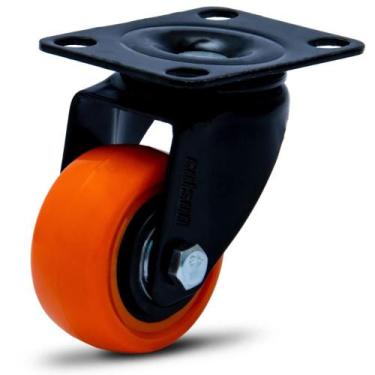 Imagem de Rodízio Placa Linha 1.5/8" Black Amarelo 41mm Anti Risco Móveis 30kg -