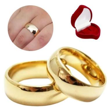 Imagem de Alianças Grossas Banhadas a Ouro 8mm - Tamanho 26/27 e 15/16 - Aliansa