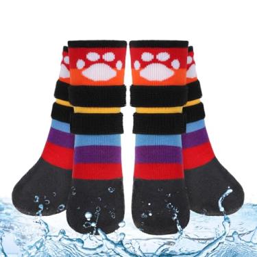 Imagem de BEAUTYZOO Botas antiderrapantes para cães, sapatos para cães para pavimento quente/frio, dias de chuva de neve, botas de cachorro à prova d'água, protetor de pata para piso de madeira, evita lamber