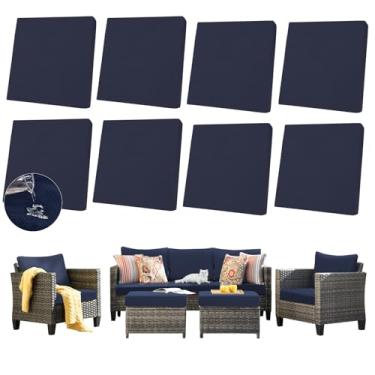 Imagem de 8 peças de capas de almofada de sofá de pátio ao ar livre, à prova d'água, para assento e costas elásticas, capa de substituição para móveis, protetor de flexibilidade para sofá de vime, apenas capa