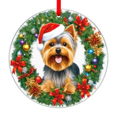 Imagem de GROWTHMAGIC Enfeites de Natal para cães Yorkshire Terrier – Ornamentos de cachorro Yorkie Terrier para decoração de árvore de Natal, presentes para cachorros amantes de cachorros, mãe, papai,
