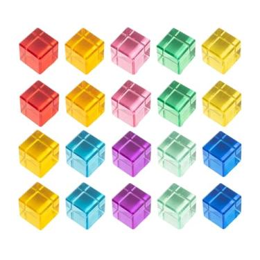 Imagem de JWQFBC 20x Blocos de Empilhamento de Pedras Preciosas de Acrílico, Empilhador Educacional Sensorial Colorido de Alta Transparência em Arco-Íris para Presente, Cubo