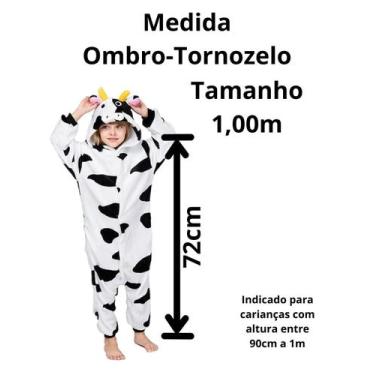 Imagem de Pijama Kigurumi Vaca Infantil - NoBrand, 1m