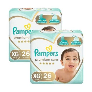 Imagem de Kit 2 Fralda Pampers Premium Care Tamanho XG Pacote Mega 26 Fraldas De