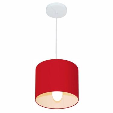 Imagem de Lustre Pendente Cilíndrico Md-4046 Cúpula Em Tecido 18x18cm Bordo - Bivolt