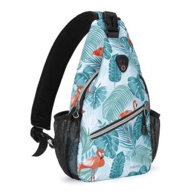 Imagem de Mochila Sling MOSISO Mini Flamingo para caminhadas e viagens