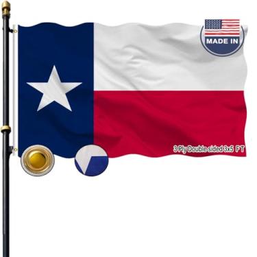 Imagem de VOLTA Bandeira dupla face do estado do Texas 0,9 x 1,5 m, resistente ao ar livre, 3 camadas, durável, nylon, bandeira do estado do Texas com cabeçalho de lona/ilhós de latão para uso decorativo