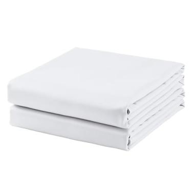 Imagem de Pacote com 2 lençóis de cama solteiro de algodão, 600 fios, 100% algodão egípcio, lençol de cima, fresco e respirável, resistente a rugas, desbotamento, manchas (pacote com 2)