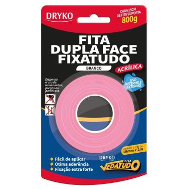 Imagem de Fita Dupla Face Fixa Tudo Branca 19m - DUPLAFACE-BC19 - DRYKO