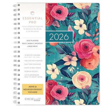Imagem de Essential PRO 2026 Agenda diária, semanal e mensal, 21,5 x 28 cm: 14 meses (novembro de 2025 a dezembro de 2026) abas mensais, rastreamento diário, páginas de notas, bolso de armazenamento, marcador