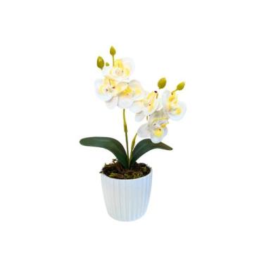 Imagem de Mini Orquídeas Arranjo Vaso Flor Artificial Sustentável Não Precisa Cu
