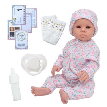 Imagem de Boneca Reborn Corpo Silicone Recém Nascida Olhos Azuis - Cegonha Rebor