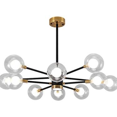 Imagem de Nordic Creative Sputnik Lustre Criativo, Luz Molecular G9, Lustre Moderno de Bola de Vidro Bolha, Luz Pendente de Metal Adequado para Quarto Sala de Estar - Tampa Branca Leite Tampa Transpar